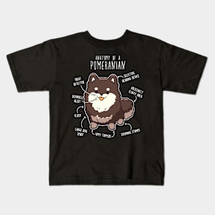 Chocolate and Tan Pomeranian Dog Anatomy Kids T-Shirt